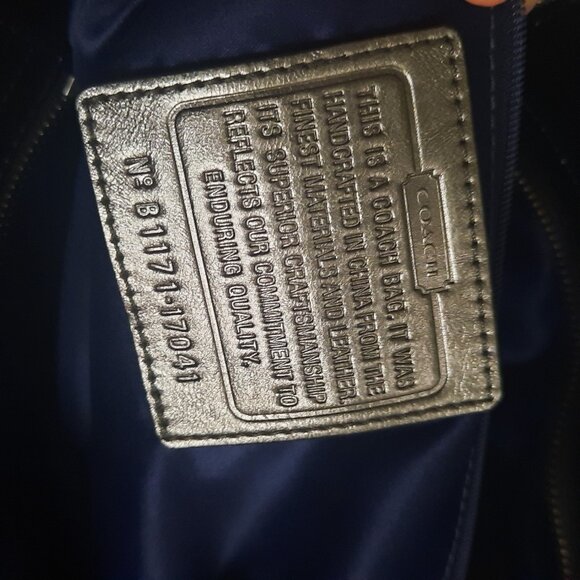 COACH Audry Shoulder Tote Bag Perforated Black Patent Leather - Picture 7 of 9